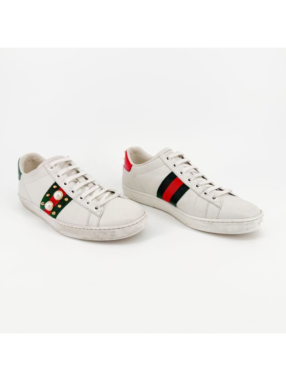 Gucci Ace Pearl Sneakers Size 36.5 US 6.5 White Leather Stud Spike Low Top Shoe
